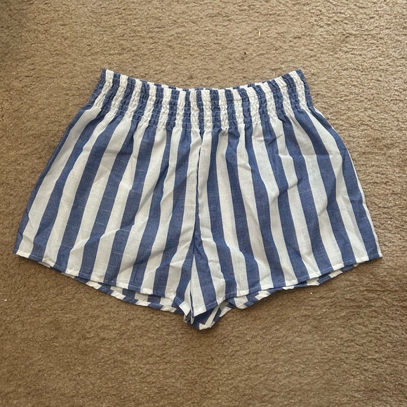 SHEIN Blue & White Striped Pull On Cotton Blend Shorts NWOT - Picture 4 of 10